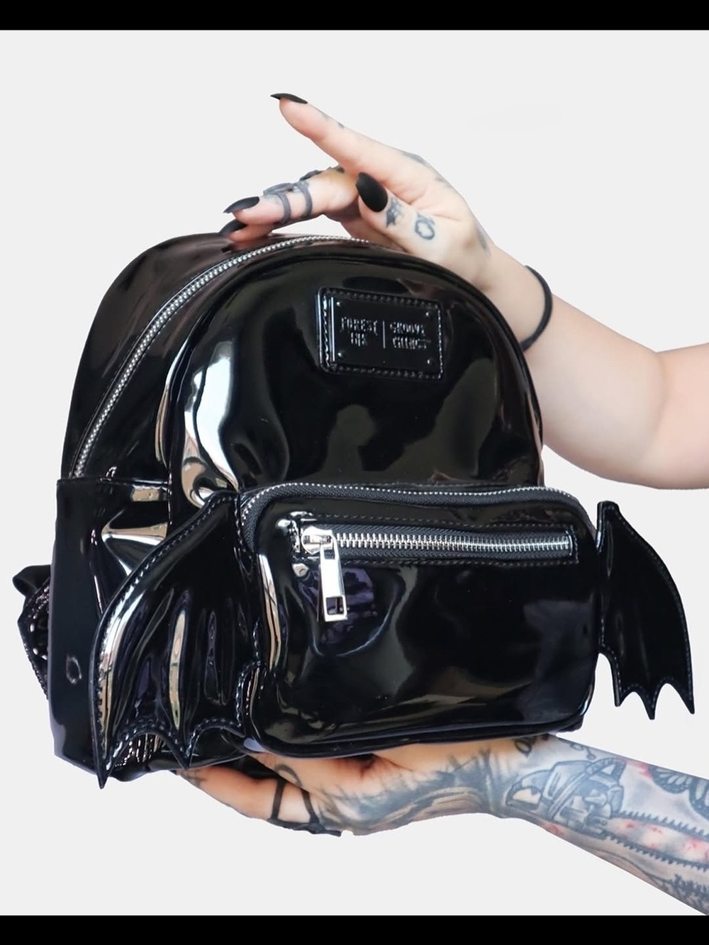 Forest Ink X Groovy Things Black Gloss Bat-Wing Mini Backpack